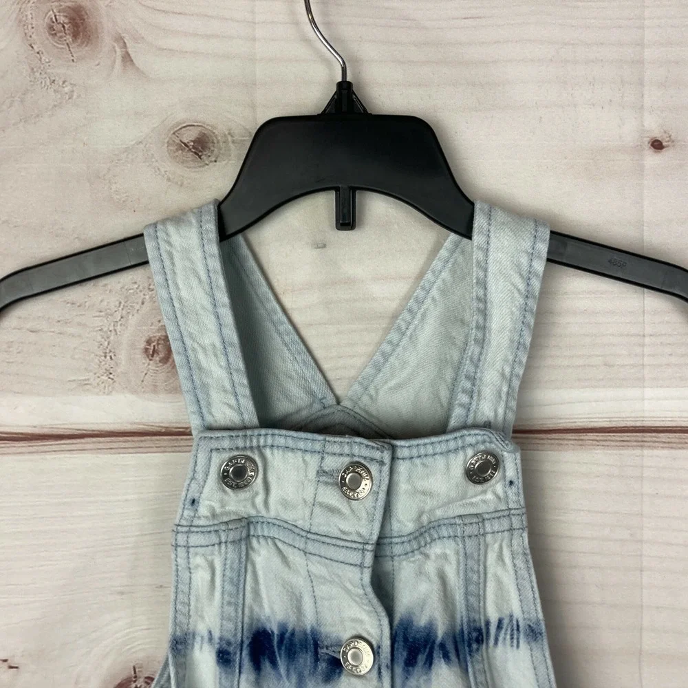 Gap Dress‎ Girls Small Blue Overall Denim Cotton Tie Dye Button-Up Sleeveless